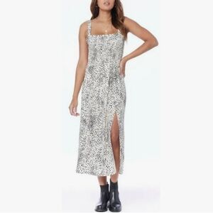 Saltwater Luxe Dot Midi Smocked Dress Vanilla & Black